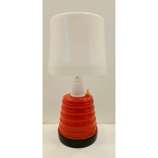 VINTAGE *NEW* 1970's Red and White Battery Operated Indoor-Outdoor Table Lamp