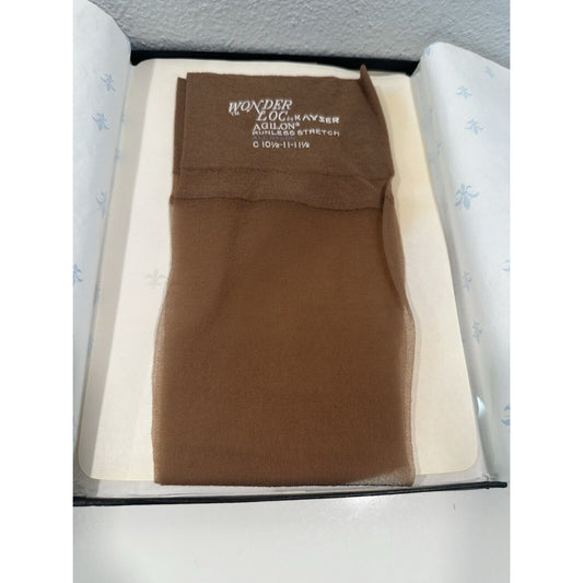 VINTAGE *NEW* Kayser Hose-Wonderloc Stretch-Honeysweet-Seamless-Sz10.5/L C 3pk