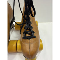 VINTAGE *NEW* 1970's Hot Shot Vinyl Demi-Boot Roller Skates Men's 7.5/Wmn's 9.5 Brown Leather