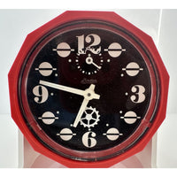 VINTAGE *NEW* 1980's Linden Retro Alarm Table Clock Red Germany