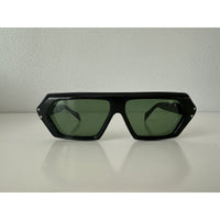 VINTAGE *NEW* 1970's Glam Unisex Sunglasses Black Hex Frame