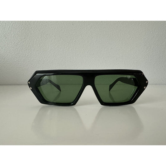VINTAGE *NEW* 1970's Glam Unisex Sunglasses Black Hex Frame MINT