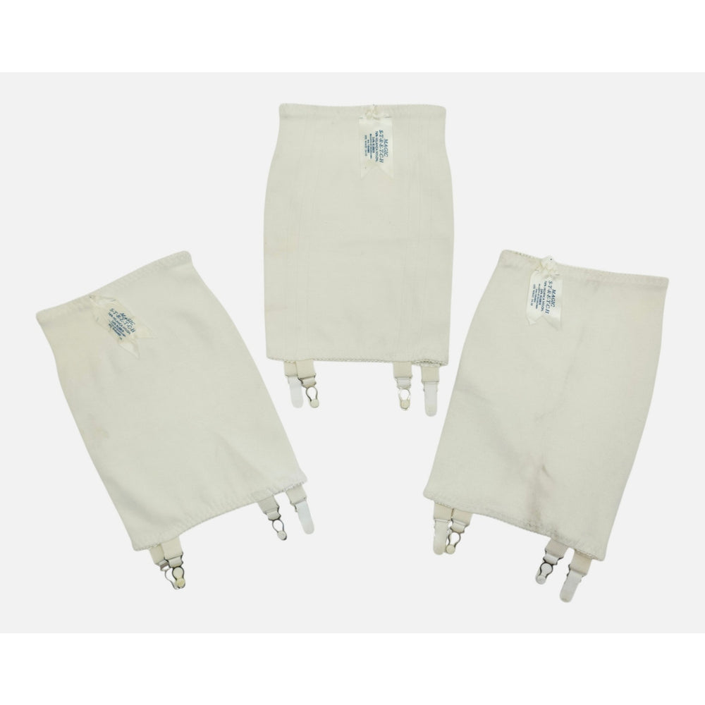 VINTAGE *PRISTINE* 1960's Magic Stretch Women's Cream Girdle Size 24-30 Set 3