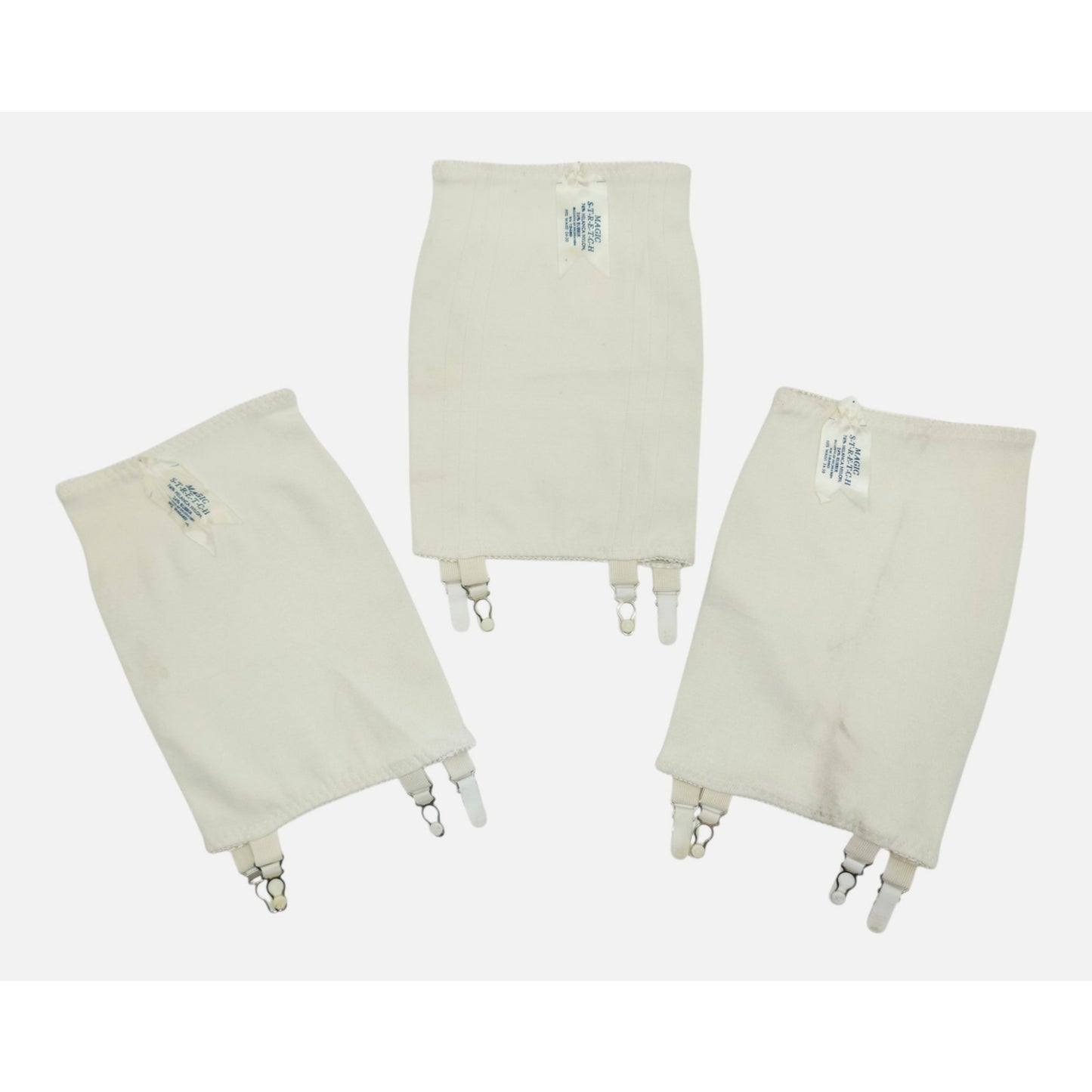 VINTAGE *PRISTINE* 1960's Magic Stretch Women's Cream Girdle Size 24-30 Set 3