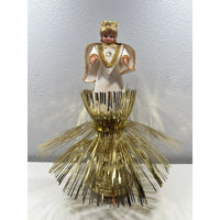 VINTAGE *NEW* Pair Of Christmas Angels-Crown, Felt Clothing, Gold, plays Silent Night