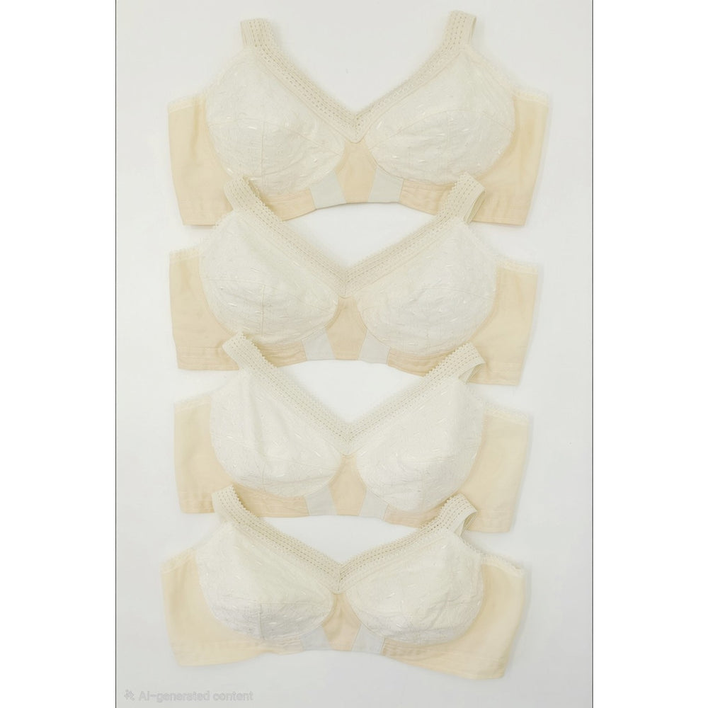 VINTAGE *NEW* 1960's Super Form Women's Cream w/Flowers Bullet Bra Sz 34B Lot 4