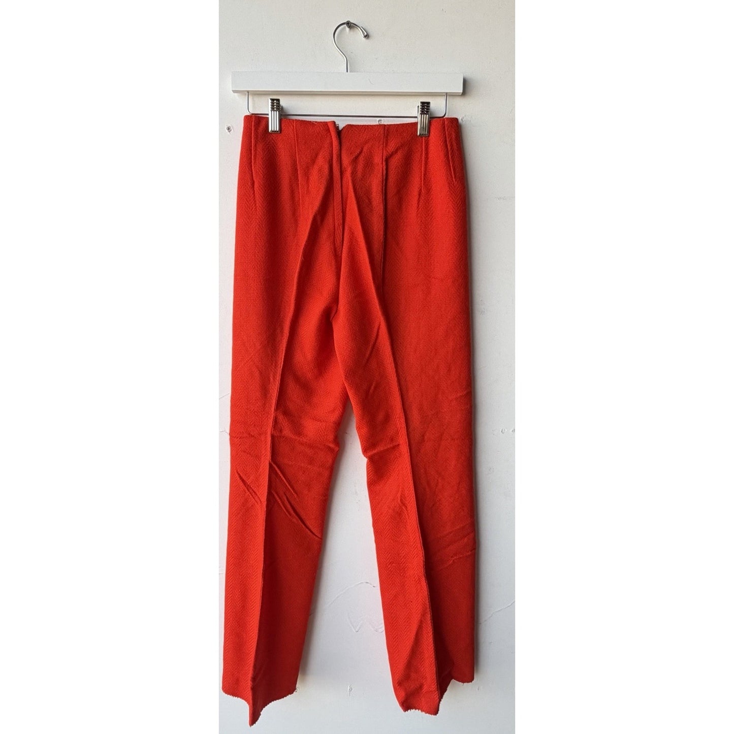 VINTAGE *NEW* 1960's Red Herringbone Hidden Zip Trousers with Slit in Leg