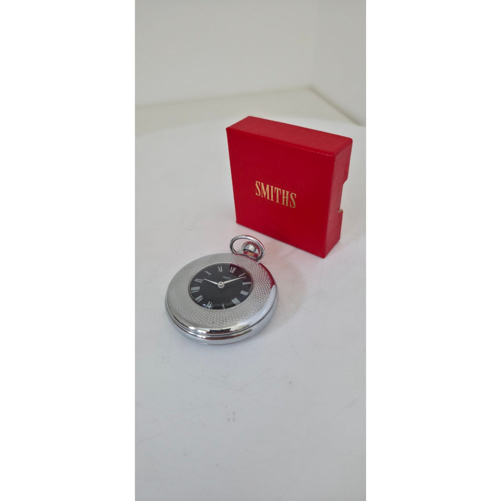Vintage 1970's Smiths Pocket Watch Silver-Tone Boxed w/ Guarantee Card England