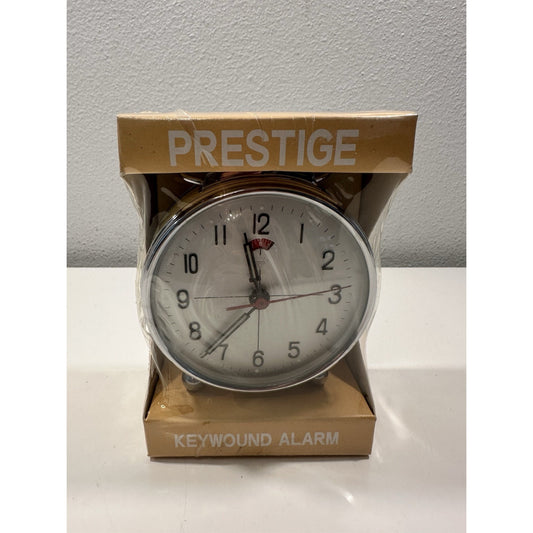 VINTAGE *NEW* 1960-70's Prestige Key-wound Metal Alarm Clock - Yellow