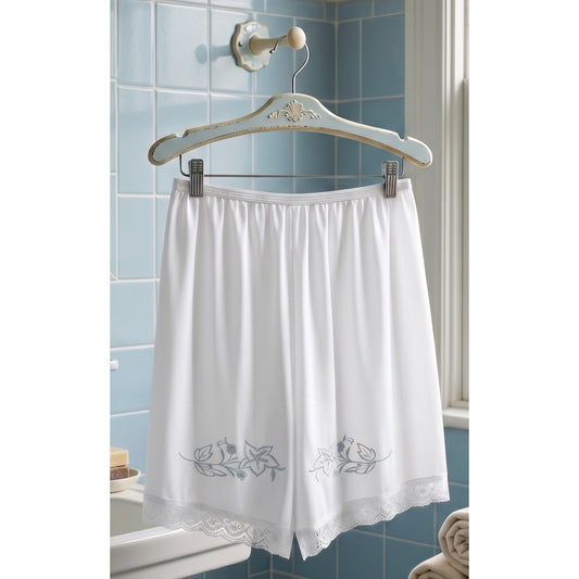 VINTAGE *NEW* 1960's Plymouth Women's White w/Blue Flowers Bloomers Panties Sz S