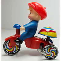 VINTAGE *NEW* 1960's Boy Tricycle Wind-up Toy w/Balloon
