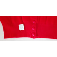 VINTAGE *NEW* 1960's Red Collared Women's Sweater w/Buttons 100% Nylon Size 38