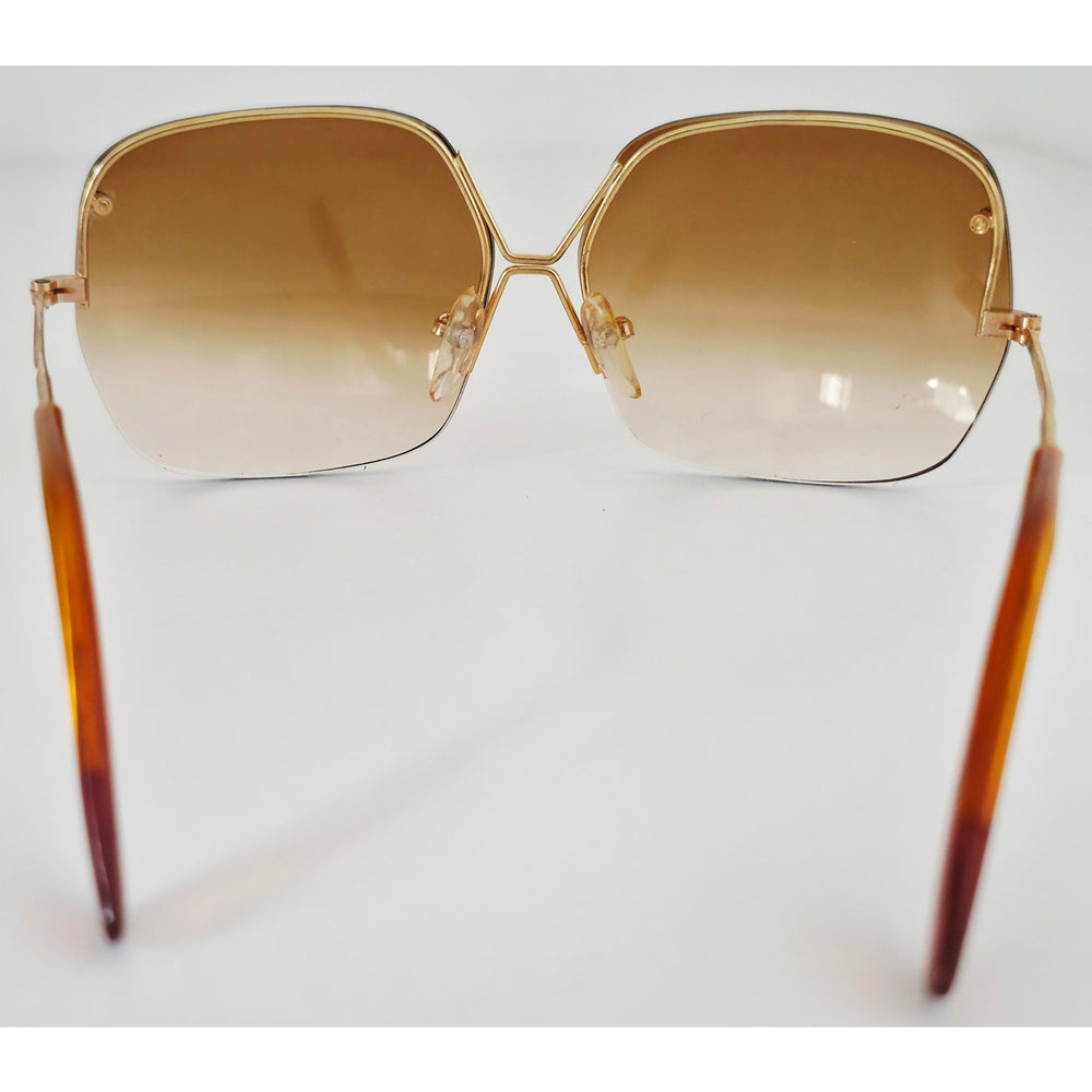 VINTAGE *NEW* 1970's Glam Unisex Sunglasses Gold Frame with Smoke Brown Lens