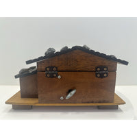 VINTAGE 1950's Swiss Chalet Wooden Music Box "Raindrops Keep Falling On My Head"