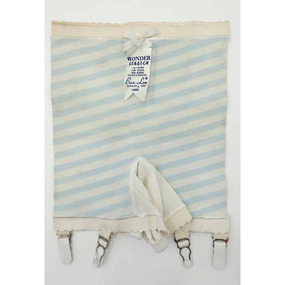 VINTAGE *NEW* 1960's Ban-Lon Women's Blue & White Striped Girdle w/Garter Size L