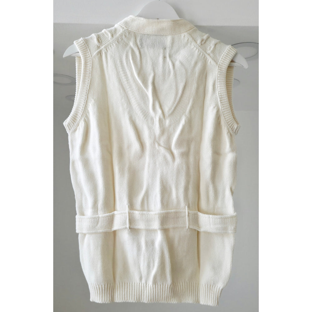 VINTAGE *NEW* 1970's Women's Cream Sweater Vest with Belt 100% Acrylic Size 40