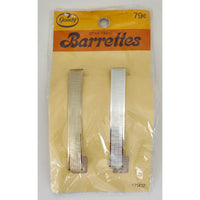 VINTAGE *NEW* 1975 Goody #7902 Gold & Silver Stay-Tight Barrettes Set of 2 USA