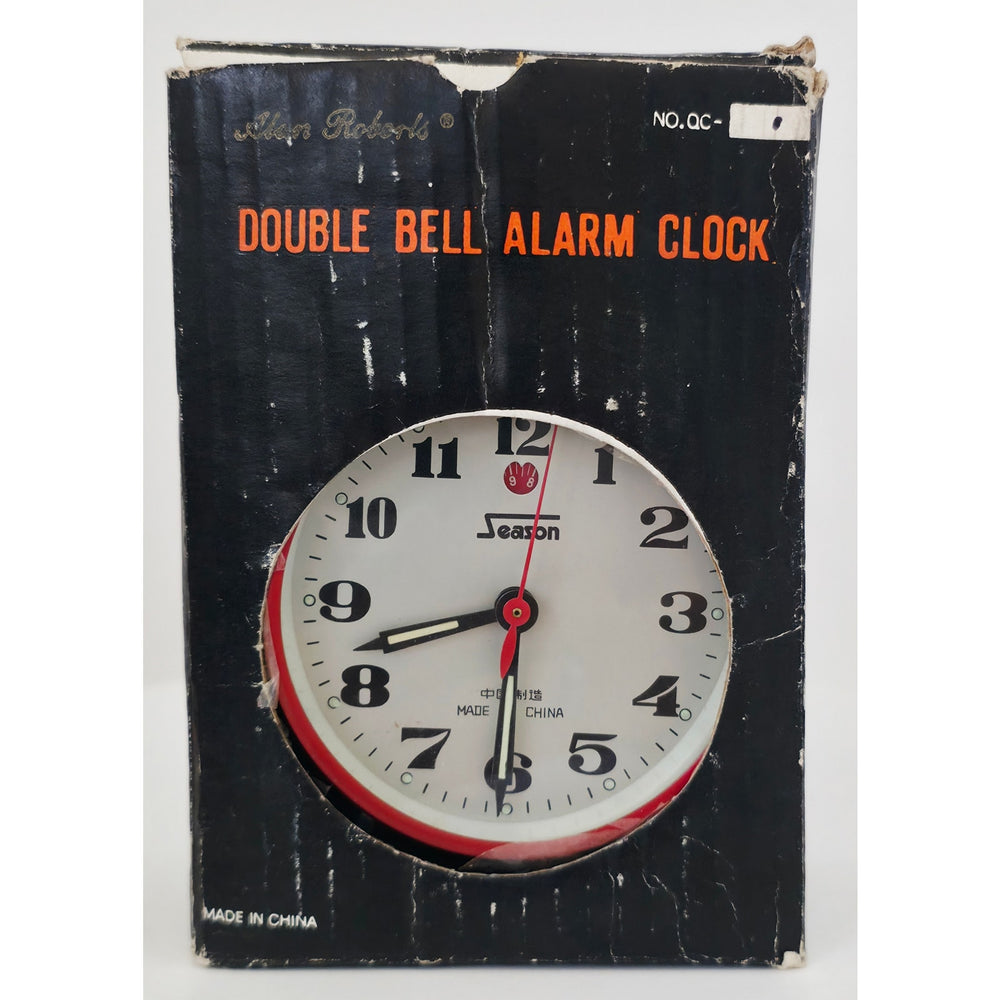 VINTAGE *PRISTINE** 1970's Alan Roberts Double Bell Keywound Alarm Clock Red
