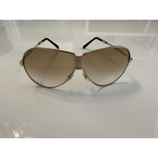 VINTAGE *NEW* 1980's Ferarri Foldable Aviator Sunglasses Gold Metal/Case