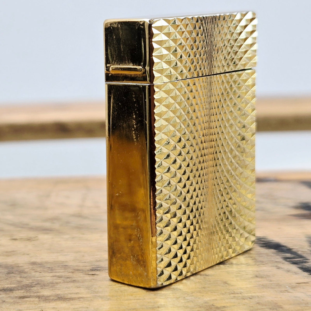 VINTAGE *NEW* 1960's JJJ Gold Textured Butane Lighter Japan