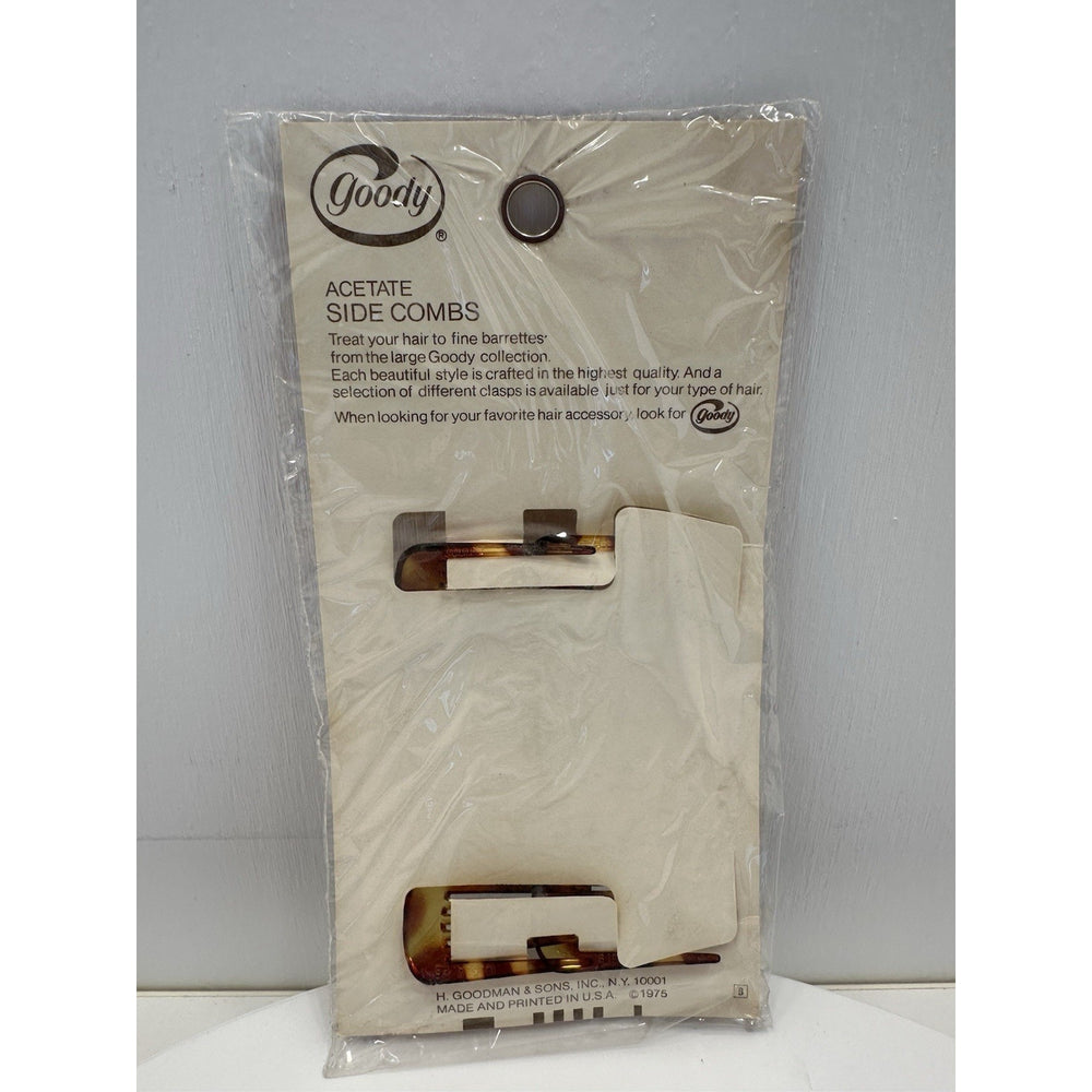 VINTAGE *NEW* 1975 Goody Kant-Slip Acetate Side Combs Wavy Tortoise USA