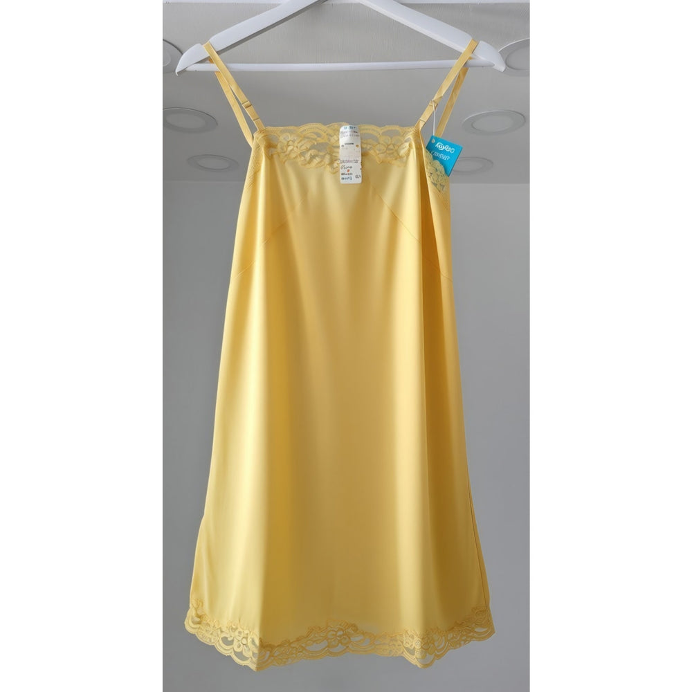 VINTAGE *NEW* 1960's Kayser Women's Yellow with Lace Trim Slip Dress Size 30
