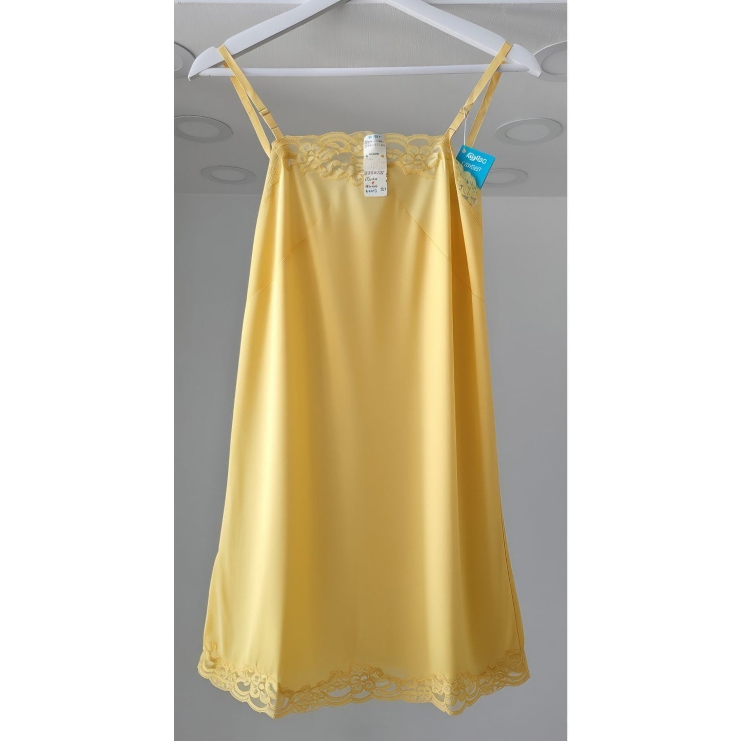 VINTAGE *NEW* 1960's Kayser Women's Yellow with Lace Trim Slip Dress Size 30