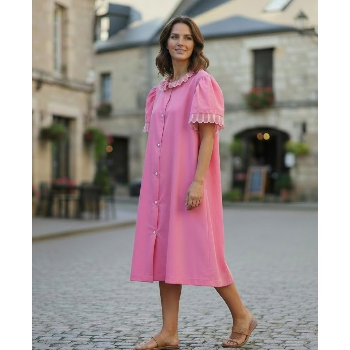 VINTAGE *NEW* 1960's Kayser Women's Hot Pink Button Down Dress Size S