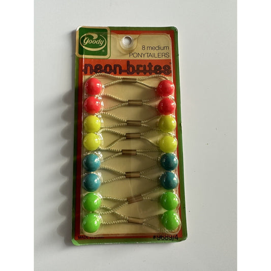 VINTAGE *NEW* 1980's Goody Ponytail Holders Medium Neon Brites
