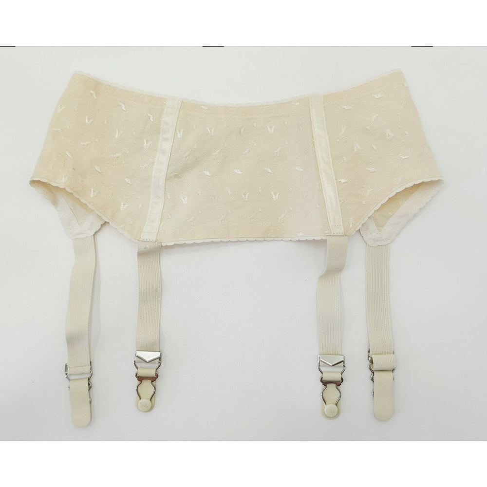 VINTAGE *NEW* 1960's MACBESS Women's Cream w/Flowers Garter Belt Sz M (28) Lot 4
