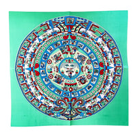 VINTAGE *NEW* 1950's Japanese Hand Printed Silk Rayon Scarf 31" x 31" Green
