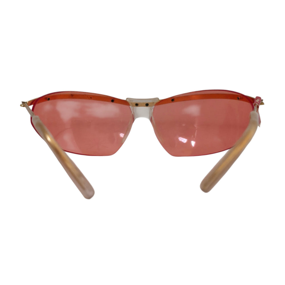 VINTAGE *PRISTINE* 1970's Unisex Sunglasses Gold Frame with Pink Lens Sunglasses