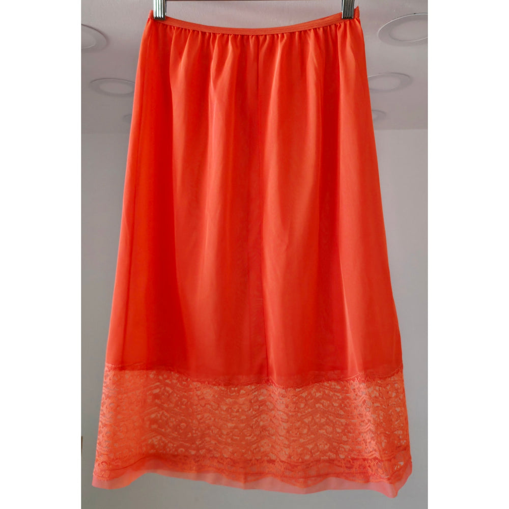 VINTAGE *NEW* 1960's Movie Star Women's Poppy | Red Slip  Skirt w/Lace Trim Sz L
