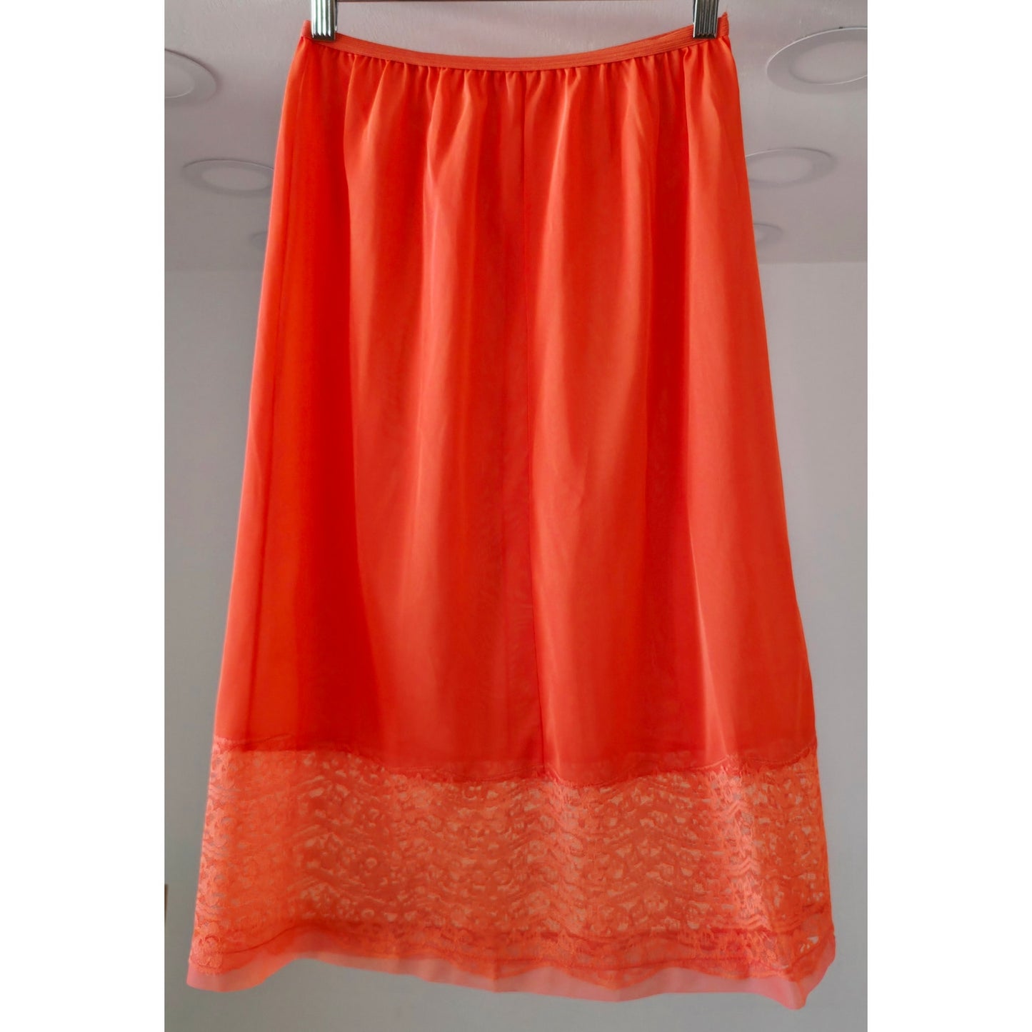 VINTAGE *NEW* 1960's Movie Star Women's Poppy | Red Slip  Skirt w/Lace Trim Sz L