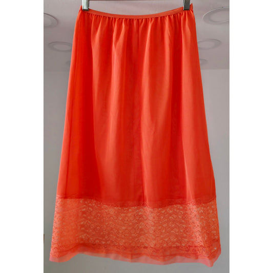 VINTAGE *NEW* 1960's Movie Star Women's Poppy | Red Slip Skirt w/Lace Trim Size L