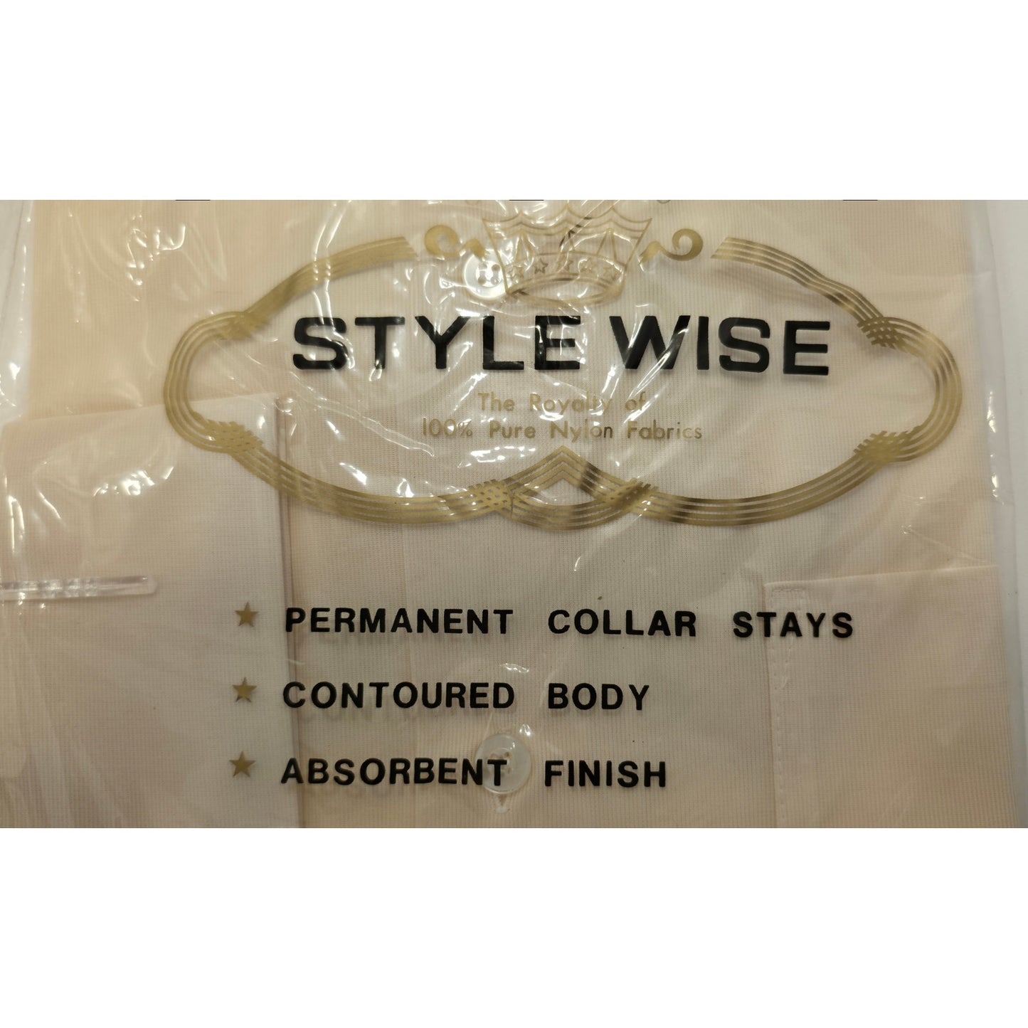 VINTAGE *NEW* 1960's Men's STYLEWISE Cream Collared Shirt 100% Nylon Size 14-32