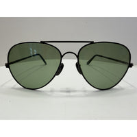 VINTAGE *NEW* 1970's Aviator Black Metal Frame Smoke Gray Lens Sunglasses