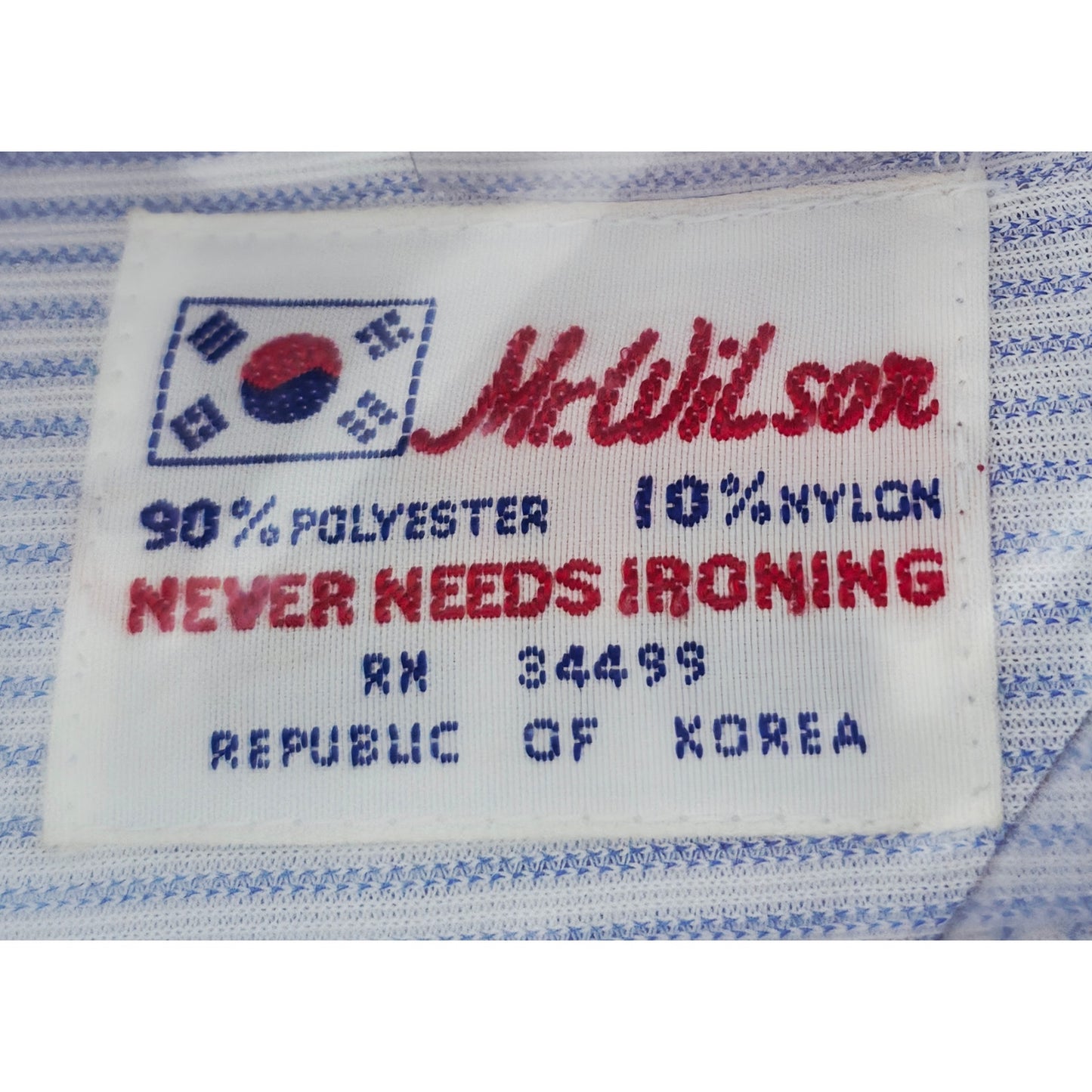 VINTAGE *NEW* Mr. Wilson Men's Light Blue Striped Shirt 100% Never Iron Sz 15.5-33