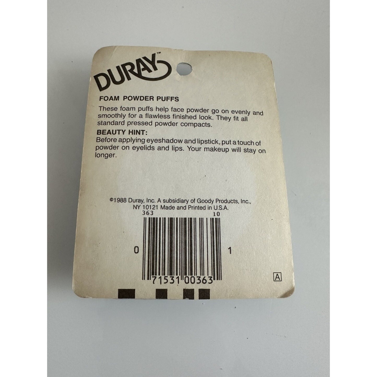 VINTAGE *NEW* Sealed 3 Pack Duray Foam Powder Puffs