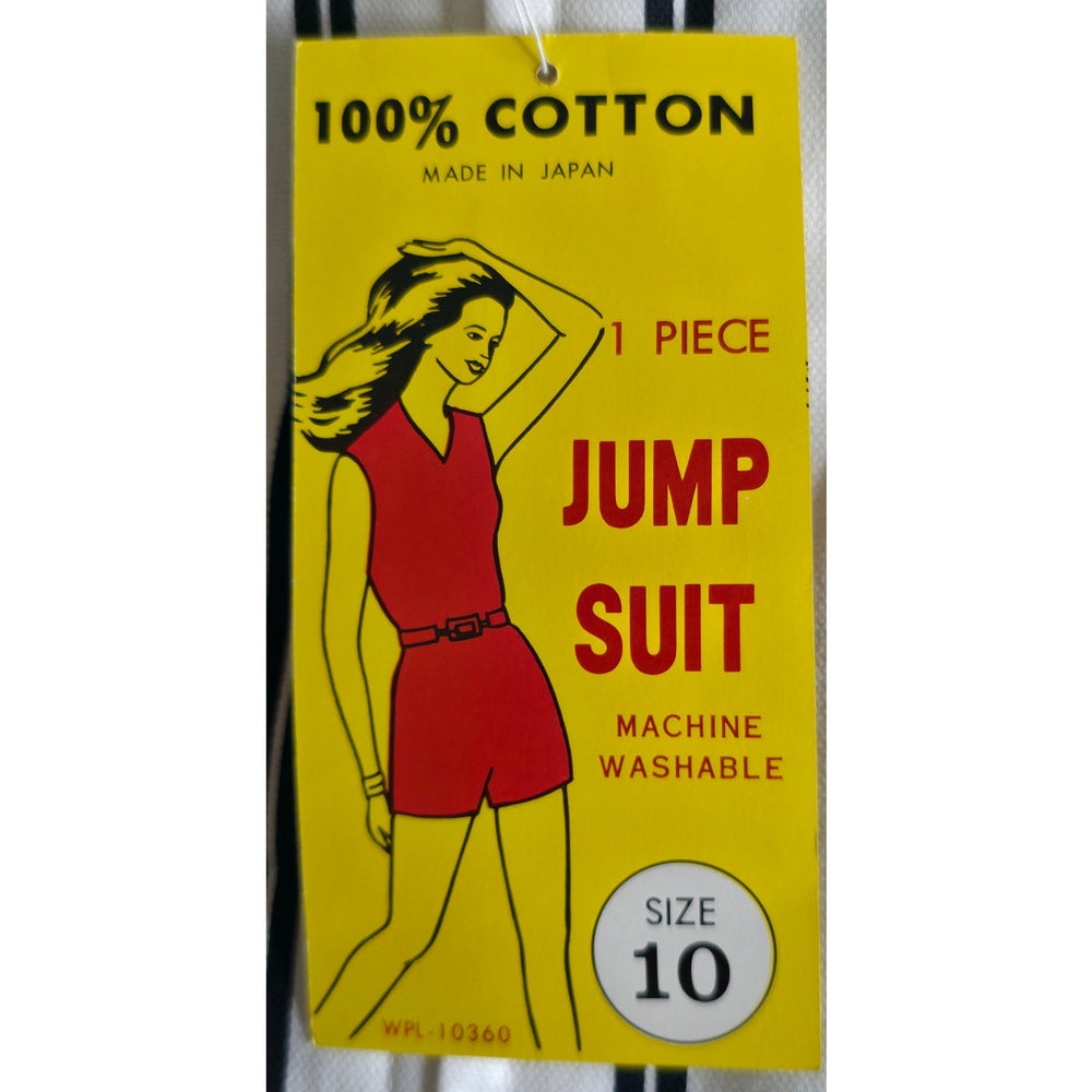 VINTAGE *NEW* 1960's Black & White Stripe Waist Tie Romper Japan Size 10