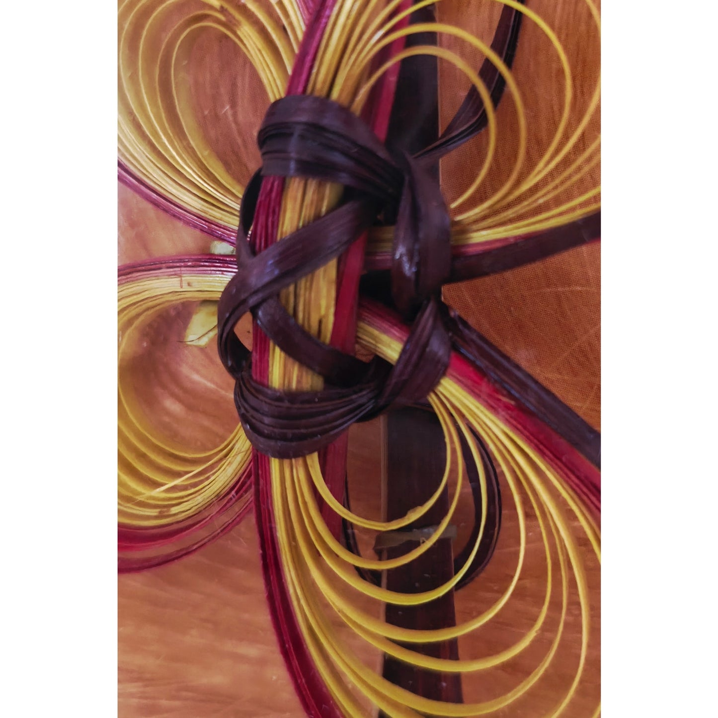 VINTAGE *NEW* 1970's Goody Genuine Bamboo Buckle Barrette #9056 Red and Yellow