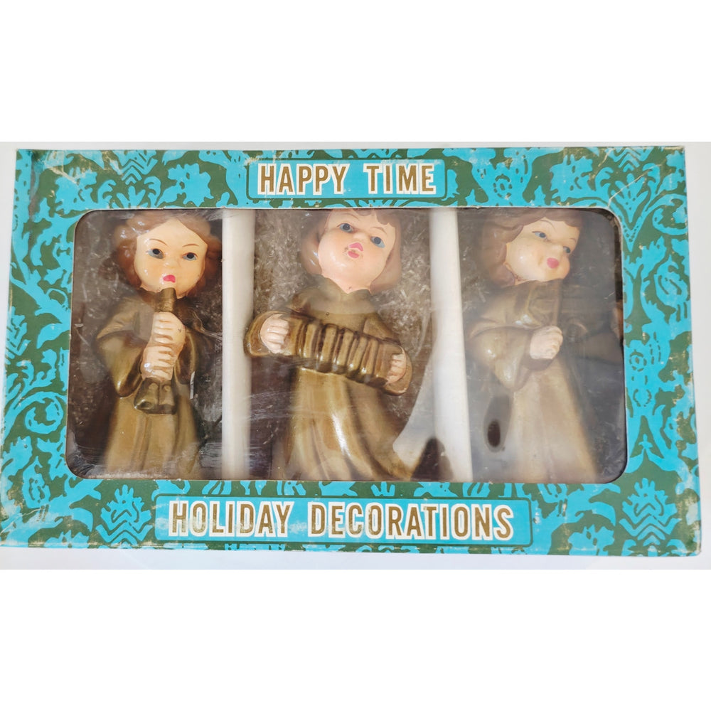 VINTAGE *NEW* 1960's Commadore Happy Time Set of 3 Gold Singing Angel Figurines