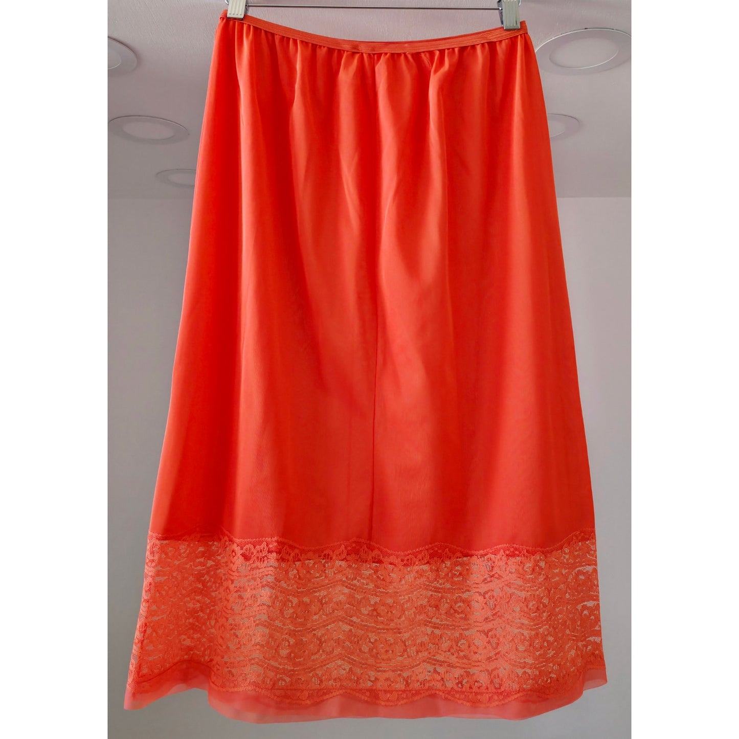 VINTAGE *NEW* 1960's Movie Star Women's Poppy | Red Slip  Skirt w/Lace Trim Sz L