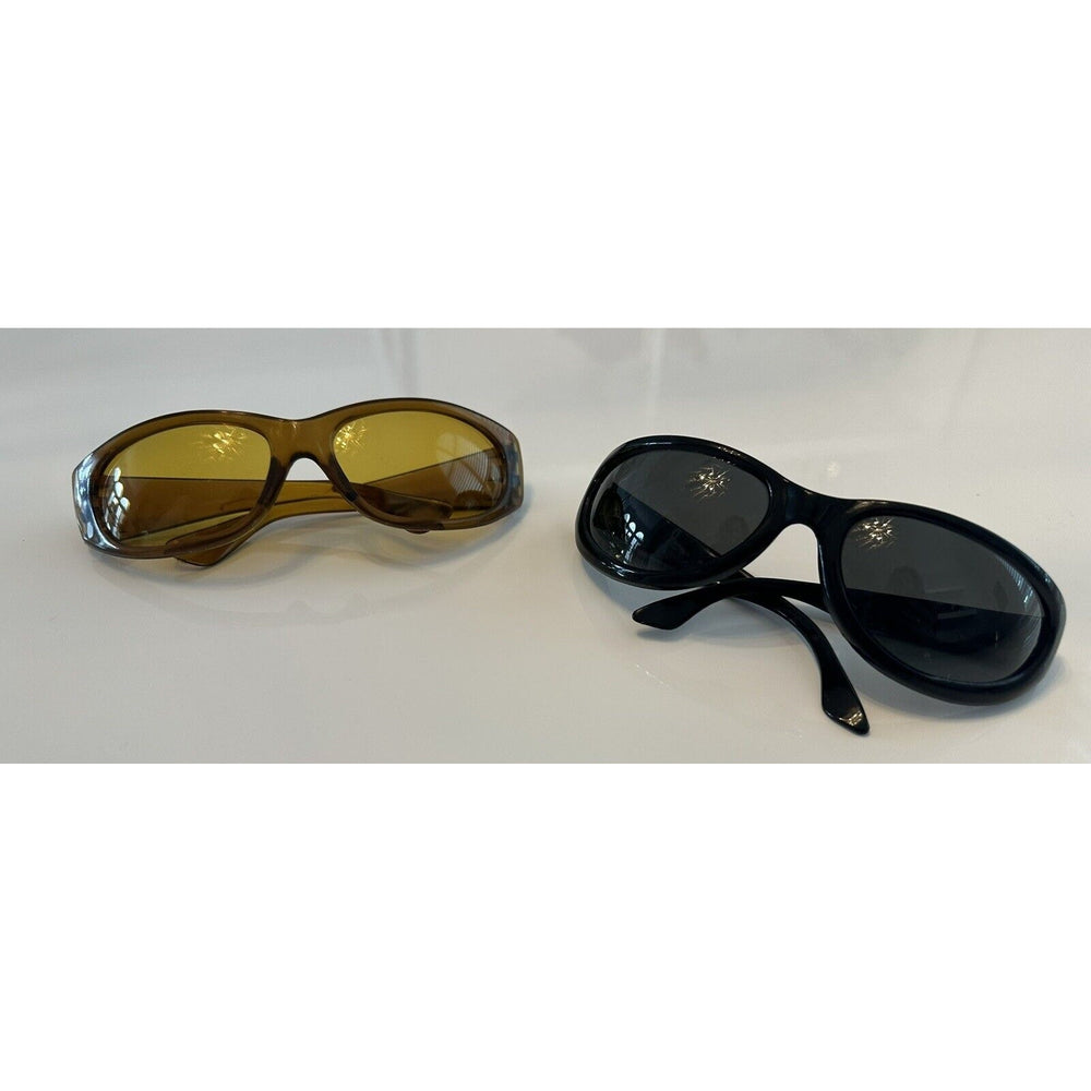 VINTAGE *NEW* 1970's Glam Unisex Sunglasses Brown/Black Set Oval Frames