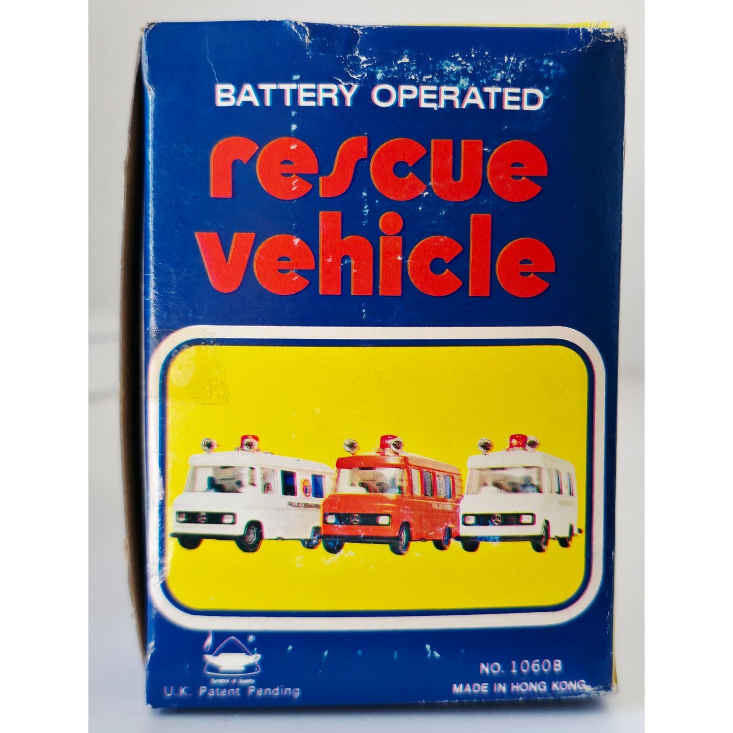 VINTAGE *NEW* 1980's Police Rescue Vehicle White With Siren Bump-n-Go Action