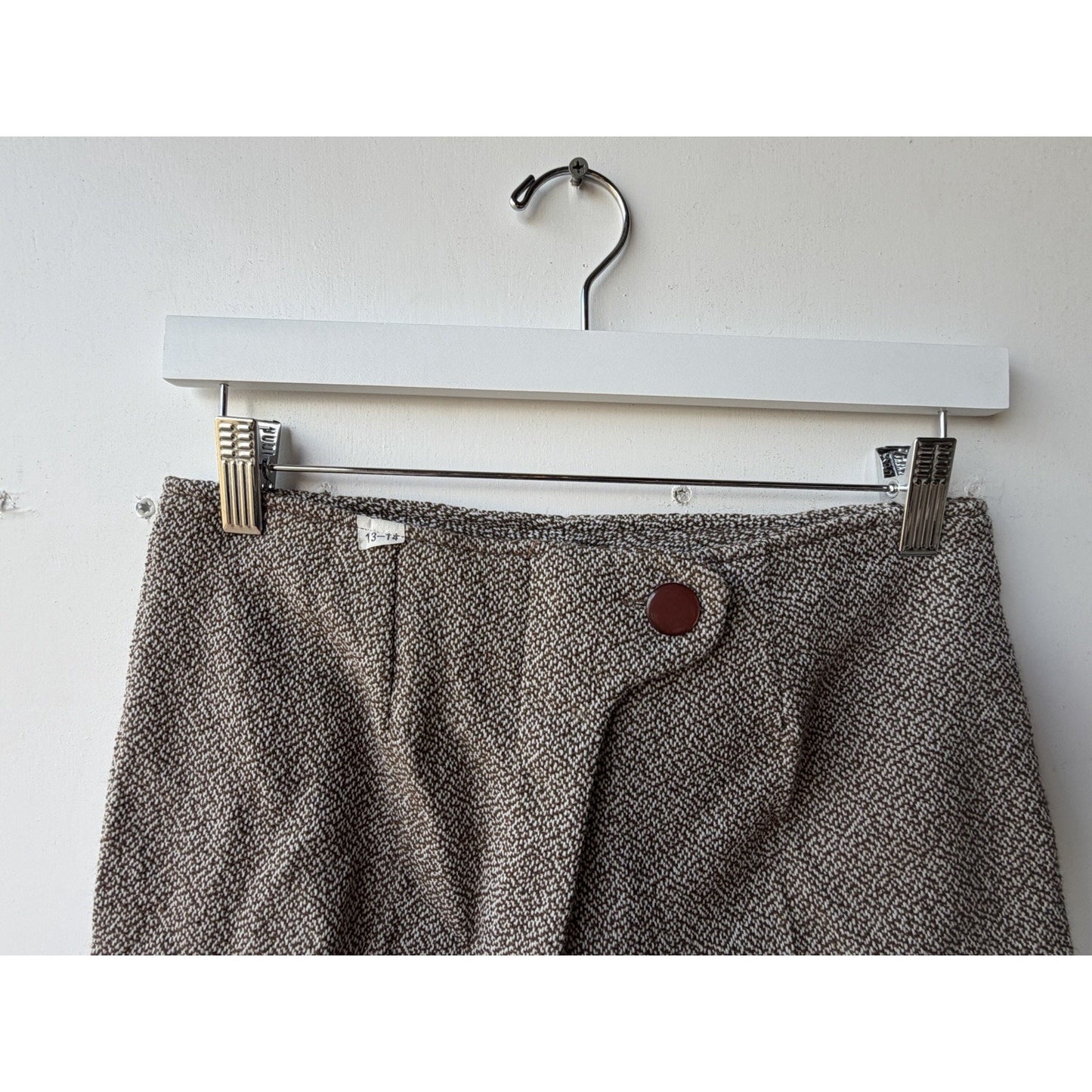 VINTAGE *NEW* 1960's Women's Brown & White Pants w/Front Button Japan Size 13-14