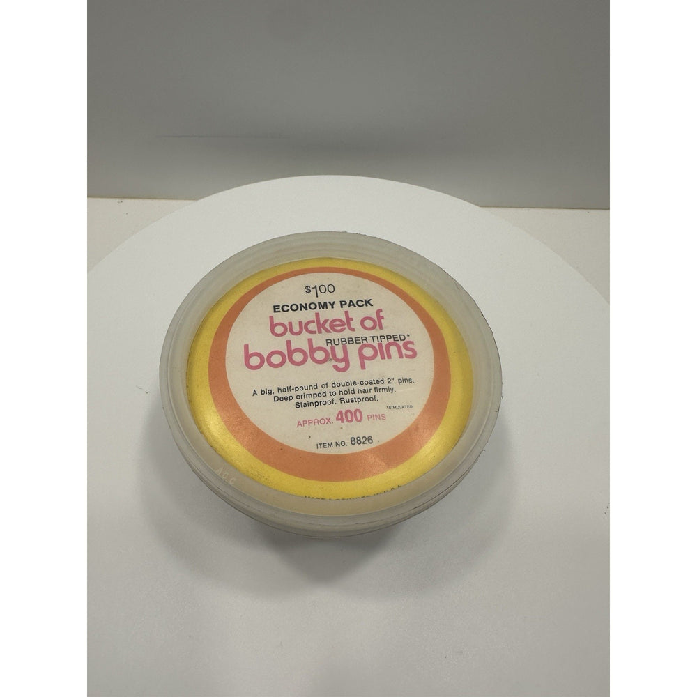 VINTAGE *NEW* 1970's Bucket of Bobby Pins Robber Tipped - 400 Count in Tub