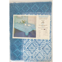 VINTAGE *NEW* 1950's Blue Lace Oblong 52"X 70" Flannel Back Tablecloth Made in USA
