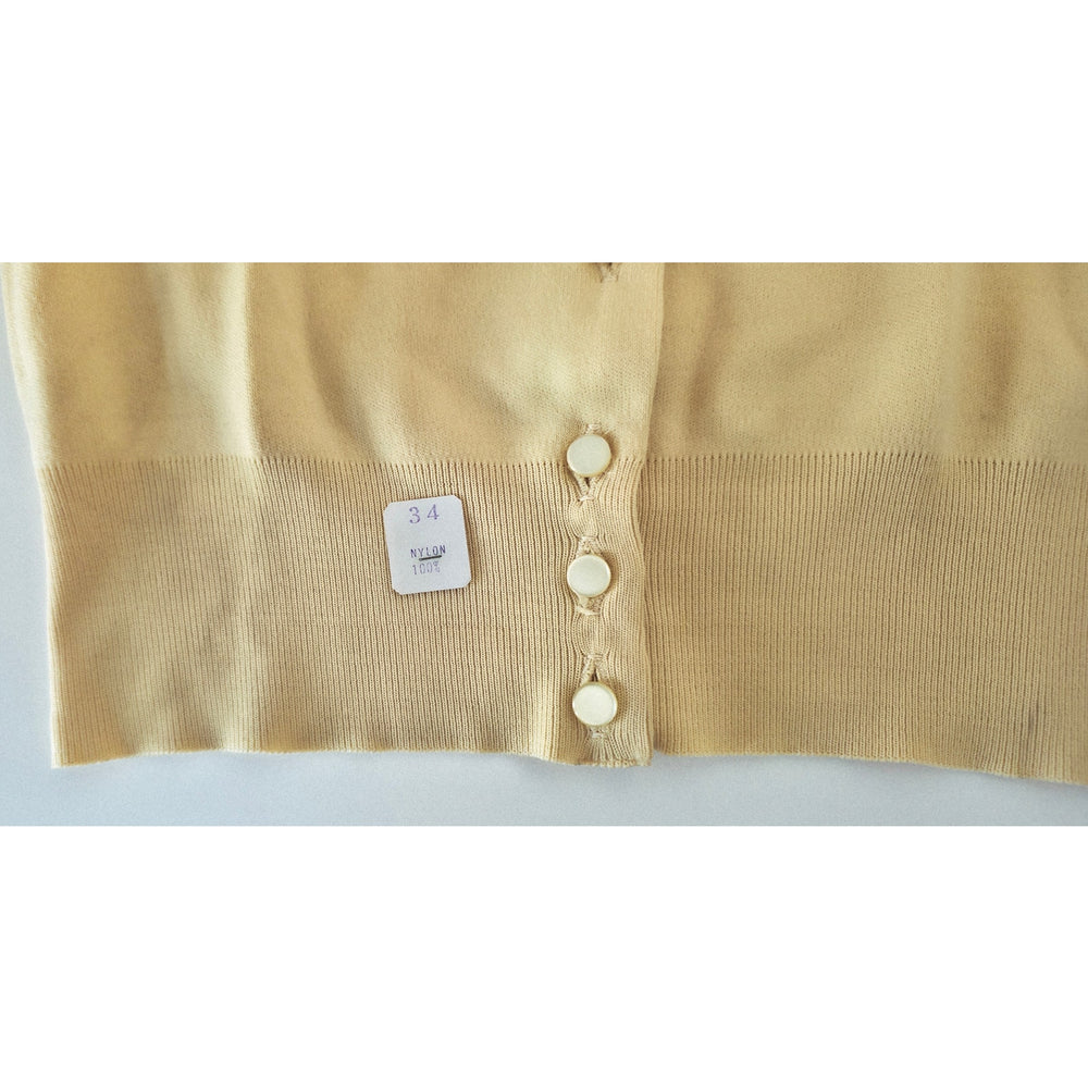VINTAGE *NEW* 1960's Knit'n Kitten Women's Yellow Collared Sweater Size M