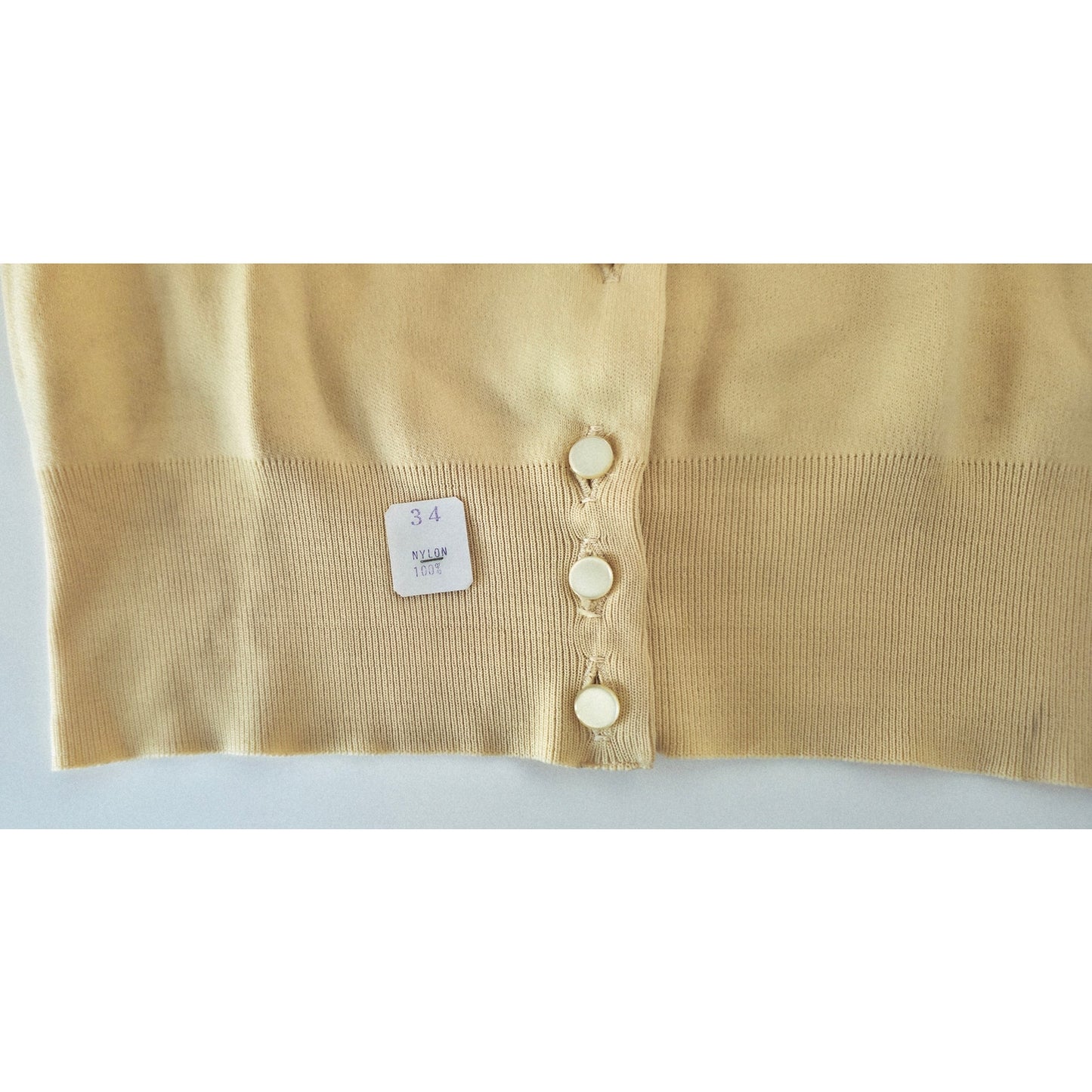 VINTAGE *NEW* 1960's Knit'n Kitten Women's Yellow Collared Sweater Size M